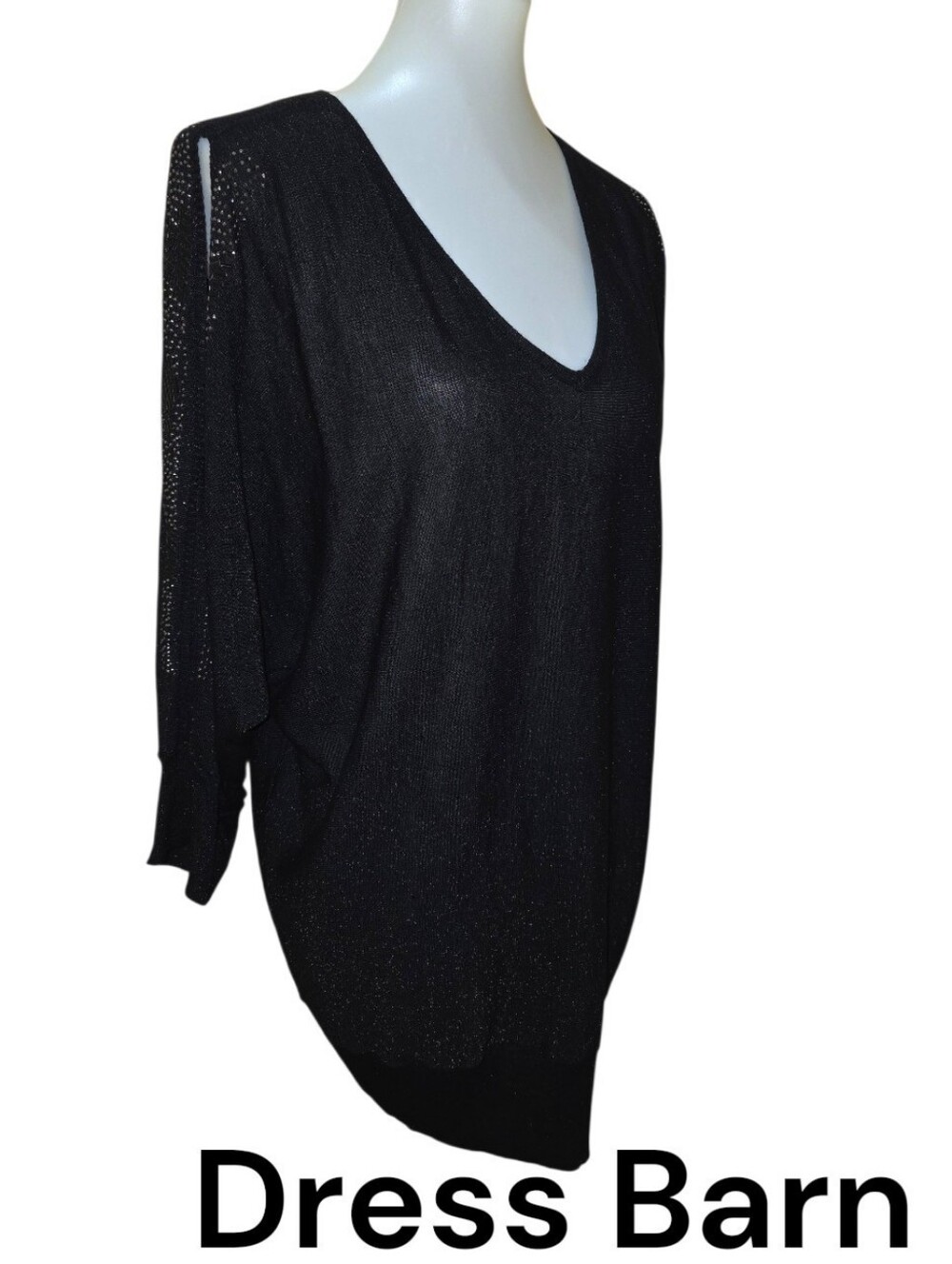 Dress Barn Black V-Neck Dolman Sleeve Sweater
